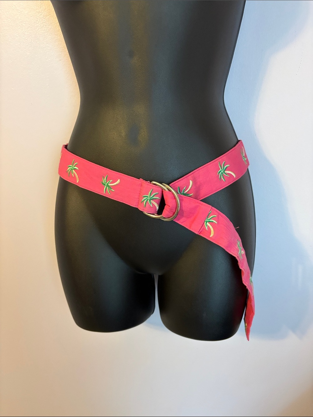 Talbots Pink Palm Tree Embroidered Belt size S